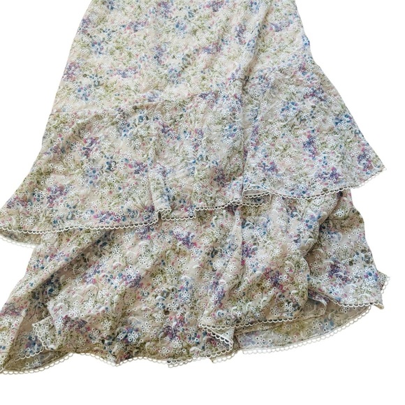 MIKAEL AGHAL Embroidered Asymmetric elbow sleeve Midi Dress - Picture 5 of 10